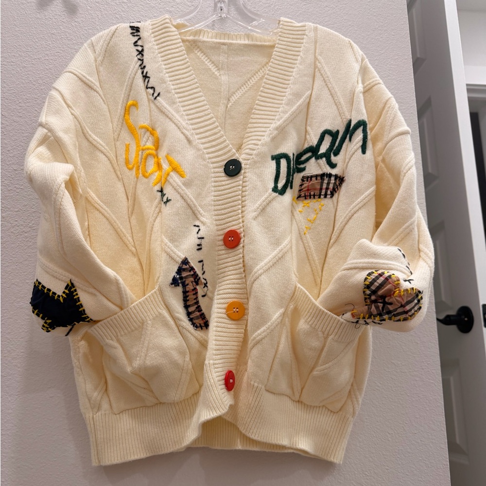 Ebossy Patchwork Cardigan Sweater